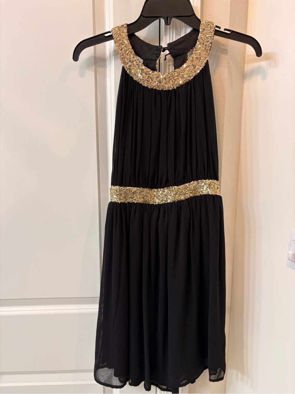 Black and Gold Sequin Halter women’s Dress
